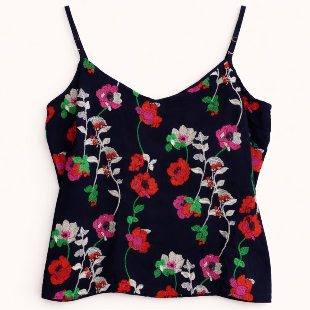 Anthropologie Embroidered Floral Camisole Tank Top